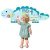 Costzon Dinosaur Activity Wall Busy Board, 11-in-1 Interactive Montessori Wooden Sensory Wall Panel for Kids, Toddler Learning Activity Center, Ideal Furniture for Playroom, Daycare, Nursery (Blue) view 1