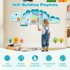 Costzon Dinosaur Activity Wall Busy Board, 11-in-1 Interactive Montessori Wooden Sensory Wall Panel for Kids, Toddler Learning Activity Center, Ideal Furniture for Playroom, Daycare, Nursery (Blue) view 4