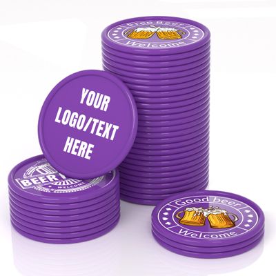 200-1000 PCS Custom Plastic Poker Chips,Double Sided Full Color Print,Personalized Drink Tokens,Imprint Your Own Personal Logo/Text/Image,Set for Bar,Party,Promotions and Wedding Favors (Light Purple)