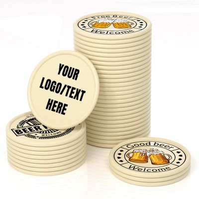 200-1000 PCS Custom Plastic Poker Chips,Double Sided Full Color Print,Personalized Drink Tokens,Imprint Your Own Personal Logo/Text/Image,Set for Bar,Party,Promotions and Wedding Favors (Beige)