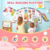 Costzon Activity Wall Busy Board, 11-in-1 Montessori Wooden Sensory Board Panels for Kids 3+, Wall-Mounted Toddler Learning Activity Center for Playroom, Daycare, Nursery, Classroom (White) view 4