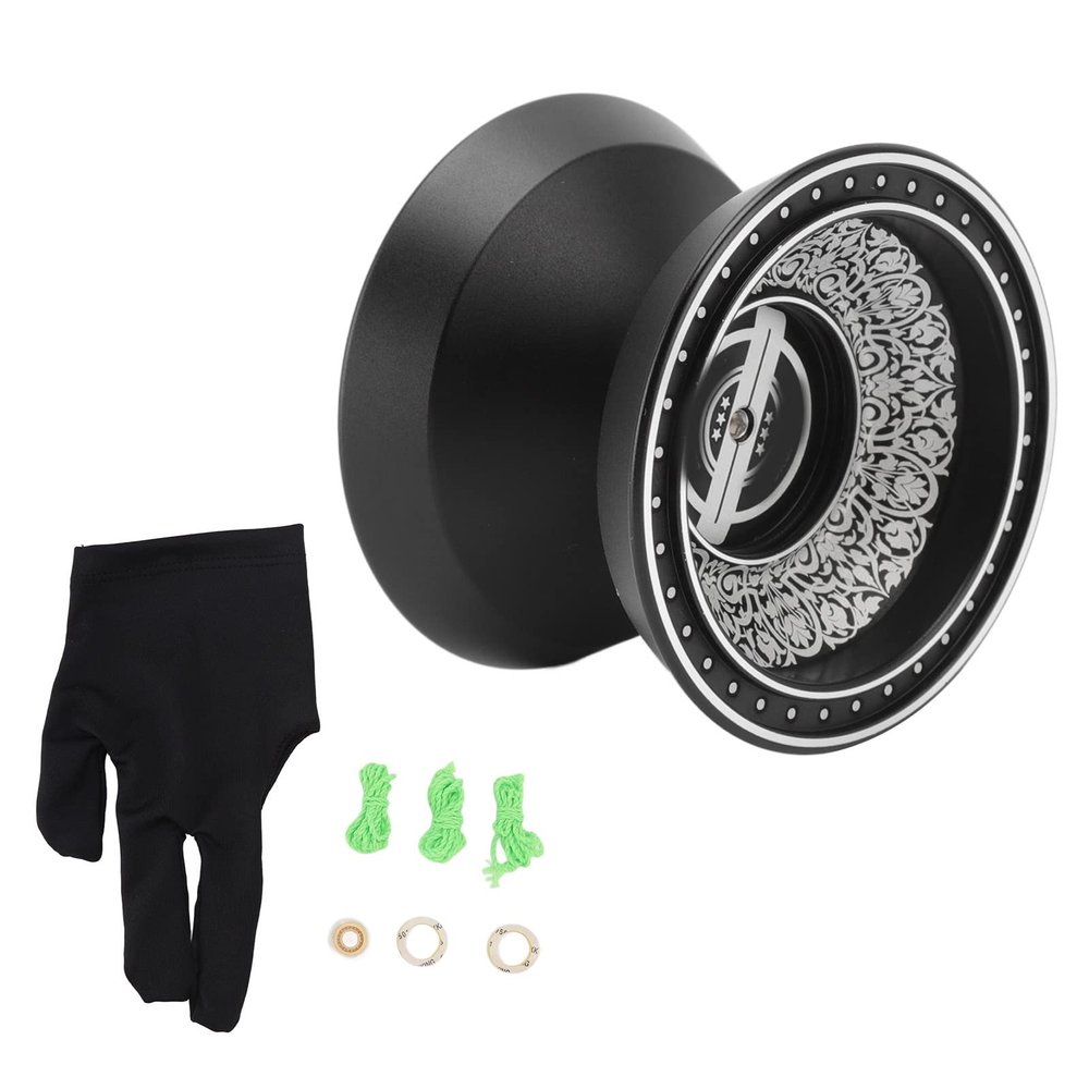 Professional Responsive Yoyo Beginner Black Fashionable Player Yoyo Toy Gift with Replacement Bearing Strings for Teens Adults Alloy Material Lightweight Portable Design