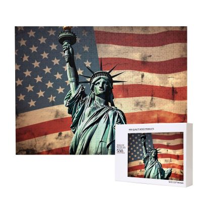 Personalized Jigsaw Puzzles for Adults 500 Pieces Custom Puzzle from Photos Statue of Liberty American Flag Puzzles Picture Jigsaw Puzzle Gift for Holiday Birthday Wedding Anniversay Christmas