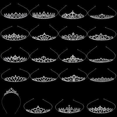 20 Pcs Princess Tiaras Bulk, Silver Crown Set with Rhinestones, Tiara Pack, Alloy Crowns and Tiaras for Wedding, Prom, Birthday Party, Pageant, Halloween, Bridal Accessories