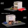1/64 Scale Japanese Street Corner Diorama Display, City Street Building with Parking Lot Car Garage, LED Lights, 11.7 * 7.9 * 5.1inches view 2