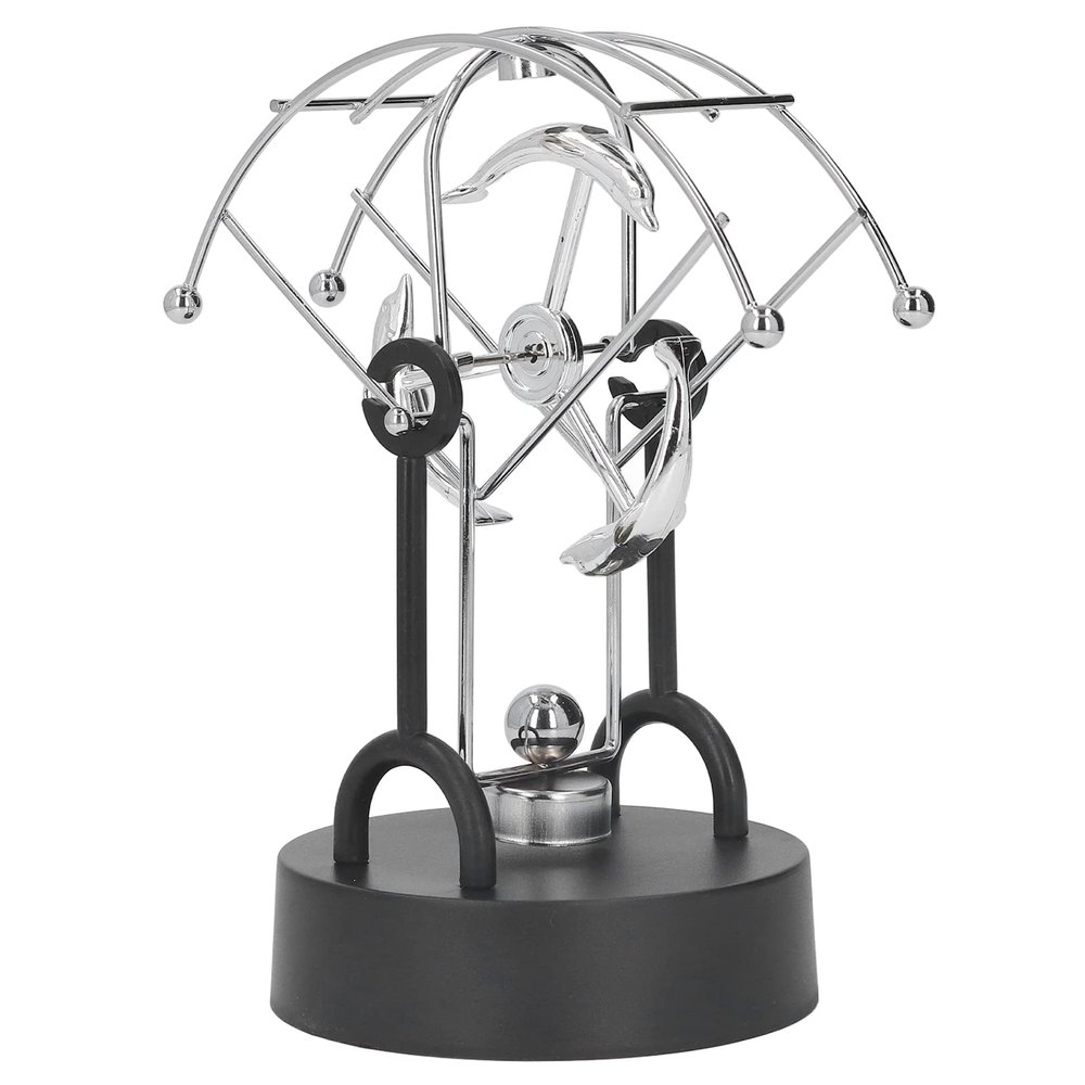 Dolphin Perpetual Motion Toy Electric Magnetic Metal Perpetual Swing Desk Decor for Home Office Creative Gift Plastic Metal 16x11x19cm