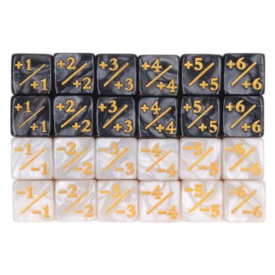 24 Pieces Acrylic Marble Dice Counters D6 Cube with Gold Painted Number for Card Gaming Board Games Family Gathering Party 12 Black and 12 White