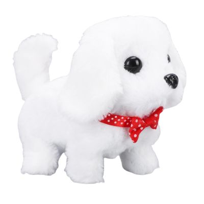 Asixxsix Plush Puppy, Walking Barking Tail Wagging Electronic Interactive Toys for Kids, Realistic Plush Teddy Toy Puppy, Electronic Interactive Dog for Children Above 3 Years Old (White)