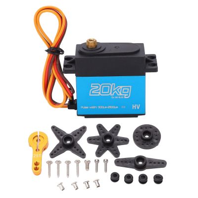 20kg Digital Servo, RC Car Servo with 25T Metal Arm, Tor 1/10 1/12 Scale RC Cars, Robots, Ships, pulator, 270 Degrees Rotation with Aluminum y Housing
