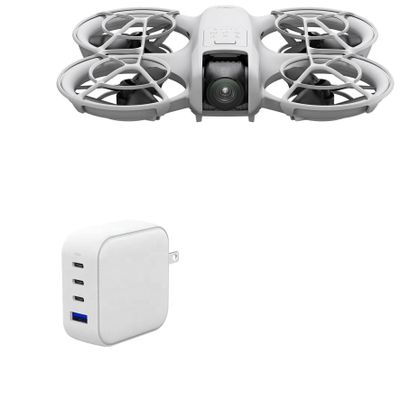 BoxWave Charger Compatible with DJI Neo - PD miniCube (100W), 100W 3 PD Port Wall Charger International - Winter White