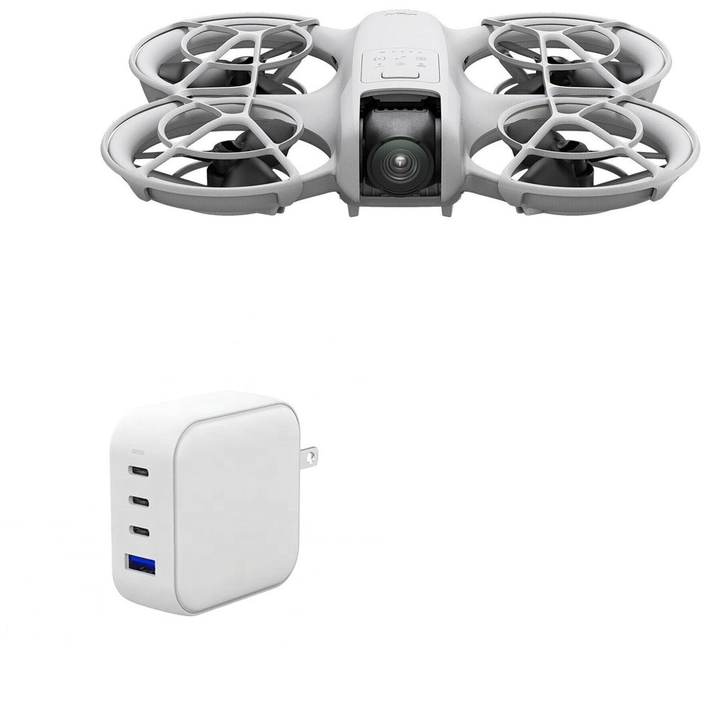 BoxWave Charger Compatible with DJI Neo - PD miniCube (100W), 100W 3 PD Port Wall Charger International - Winter White