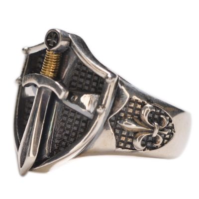 YIIABSLEP King's Sword, Shield Ring, Medieval Retro Style Sword, Personalized Ring