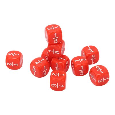 RASTKY Fraction Dice Class Set for Kids Math Practice 20Pcs Multi Faceted Table Game Accessories (Red)