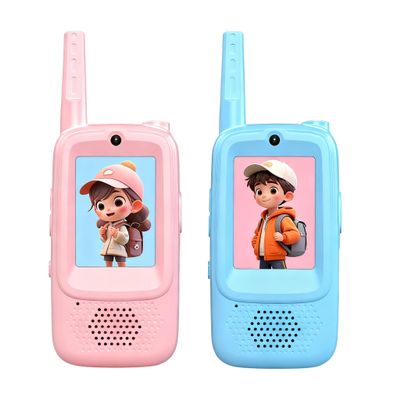 Kids' Video Walkie Talkies, 2-Pack Rechargeable Handheld with Video Call Feature, Indoor/Outdoor Adventure Toys for Camping, Hiking, Family Games, Ages 3-12 (Blue/Pink)