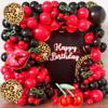 110pcs Red and Black Balloon Garland Arch Kit with 3 Cheetah Leopard Foil Balloons, Giant Kiss Lips, Cherry Foil, DIY Green Stems for Y2K Baddie Birthday, Bachelorette Party Decorations view 1