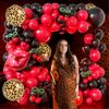110pcs Red and Black Balloon Garland Arch Kit with 3 Cheetah Leopard Foil Balloons, Giant Kiss Lips, Cherry Foil, DIY Green Stems for Y2K Baddie Birthday, Bachelorette Party Decorations view 3