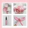 110pcs Coquette Pink Bow Balloon Garland Arch Kit with DIY 3D Ribbon Bows, 18/12/10/5 Inch Pastel Pink & White Latex Balloons for Girl Baby Shower, 1st Birthday, Balletcore Princess Party view 3