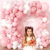 110pcs Coquette Pink Bow Balloon Garland Arch Kit with DIY 3D Ribbon Bows, 18/12/10/5 Inch Pastel Pink & White Latex Balloons for Girl Baby Shower, 1st Birthday, Balletcore Princess Party view 4