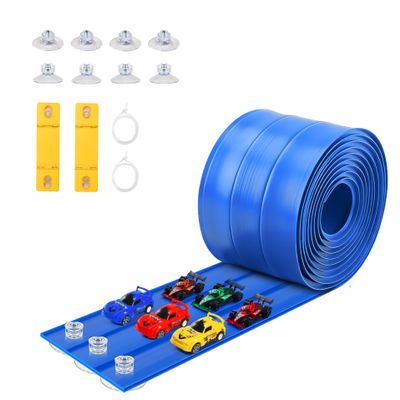 Flexible Race Track Toys for Kids: 20 Ft Flex Race Car Ramp Track with Suction Cups - Rolls Up Portable DIY Racetrack with 4 Racing Cars- Birthday Gifts for Boys Girls Ages 3+