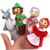 4Pcs/Set Hand Puppets for Kids, Little Red Riding Hood Hand Puppets Toy Interactive Role Playing Cartoon Puppet Theater for Kids Toddler Gifts Storytelling Puppet Show Theater for view 1
