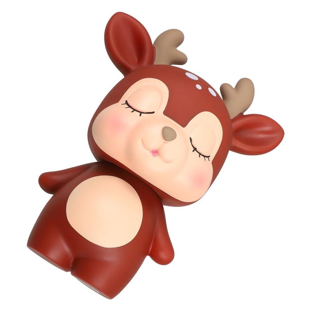Abaodam Creative Deer Piggy Bank Cartoon Coin Money Saving Box for Plastic Cute Animal Shape Holder Accepts All Coins Birthday Gift for Boys and Coffee Color