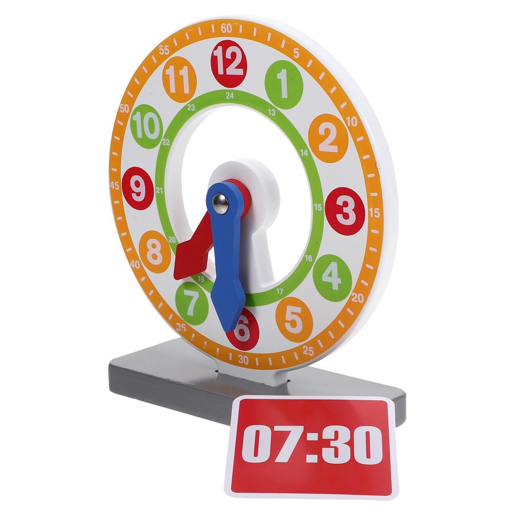 Vaguelly Wooden Educational Clock for Learning Teaching Prop with Dial Promote Hand-Eye Coordination Logical Thinking Early Childhood Development