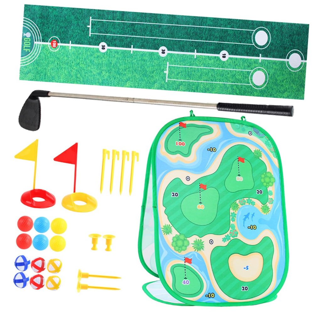 BESPORTBLE Golf Set Portable Golf Game Mat for Outdoor Indoor Playset with Throwing and Hitting Fun Sports Practice Kit for Boys