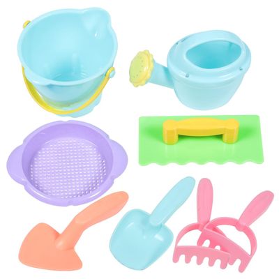 Abaodam Beach Sand with Shovels Rakes Bucket Watering Can Sand Timer Lightweight Outdoor Digging Tools for Boys and Portable Summer Playset for Park and Beach Fun Random Color