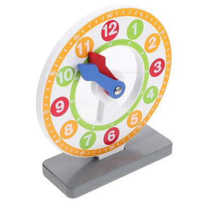 BCOATH Wooden Teaching Clock for Multicolor Learning Educational Math Teaching Clock Enhances Cognitive Skills Hand-Eye Coordination Early Childhood Classroom Use