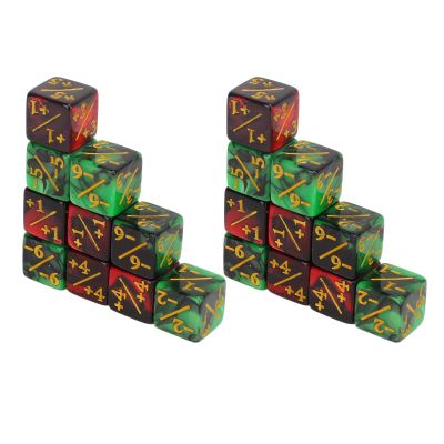20PCS 16mm 2 Color Dice Set with Addition and Subtraction Numbers Plastic Six Sided Dice for Math Teaching and Learning Games Educational Toys for Kids