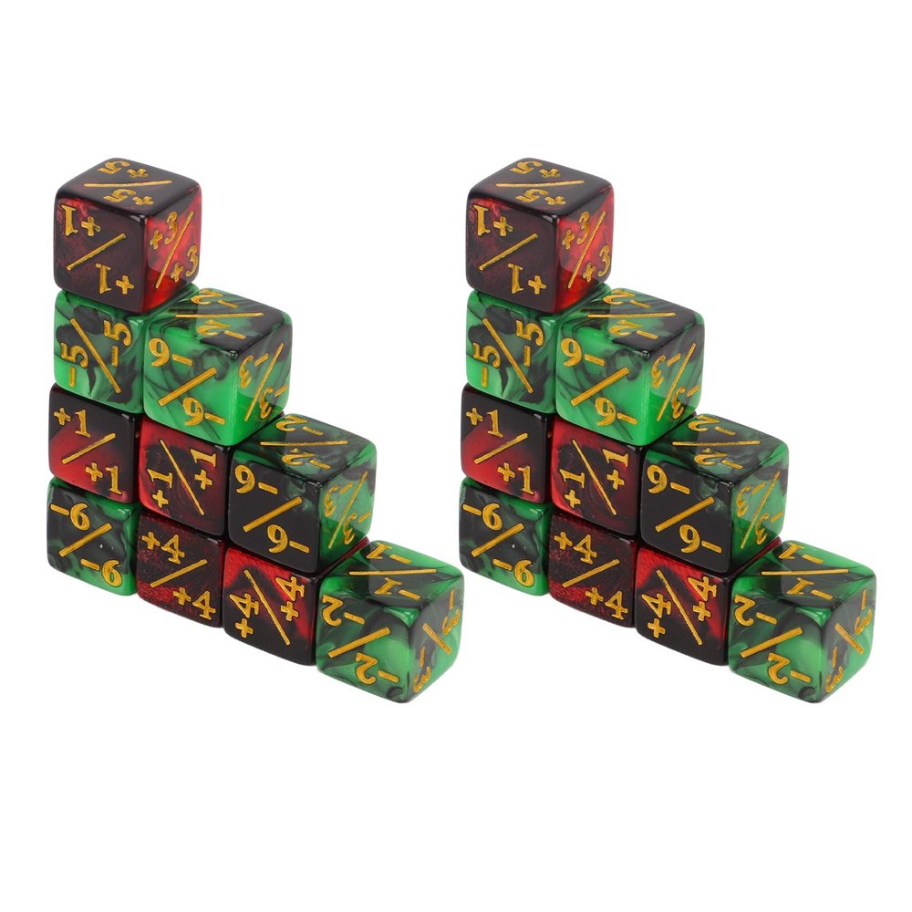 20PCS 16mm 2 Color Dice Set with Addition and Subtraction Numbers Plastic Six Sided Dice for Math Teaching and Learning Games Educational Toys for Kids
