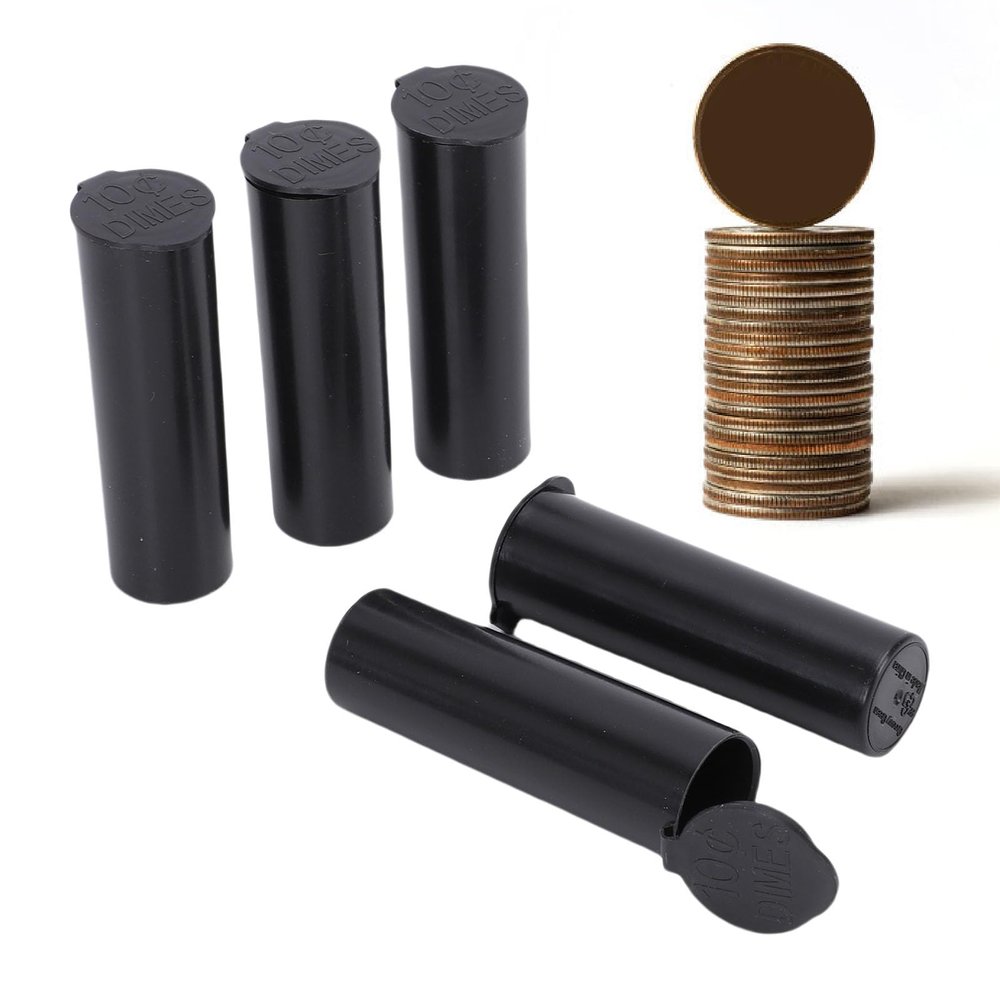 AUNMAS Sturdy Round Quarter Tubes, 50 Quarters Holder Storage Containers for Dollar Collection Supplies (Dime)