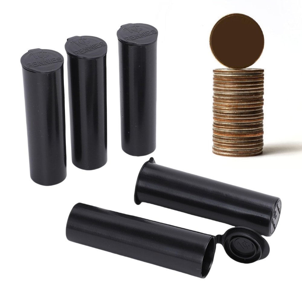 AUNMAS Sturdy Round Quarter Tubes, 50 Quarters Holder Storage Containers for Dollar Collection Supplies (Penny)