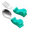 Yardwe Stainless Steel Spoon and Fork with Silicone Handles Short Handle Utensils with Portable Storage Box Corrosion Resistant Tableware for Self-feeding view 1