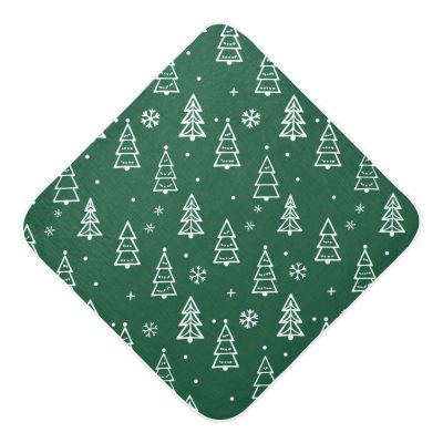 BOESI Christmas Tree & Snowflakes Baby Bath Towel, Baby Hooded Bath Towel, Soft, Comfortable, Absorbent, for Boys, Girls, 30x30 inches