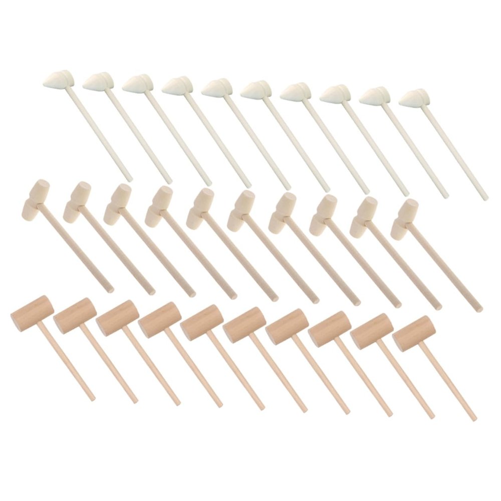 Yardwe 30PCS Mini Wooden Mallets Solid Hardwood Gavel Lightweight Pounding Hammer Tools for Educational Play Birthday Party Supplies