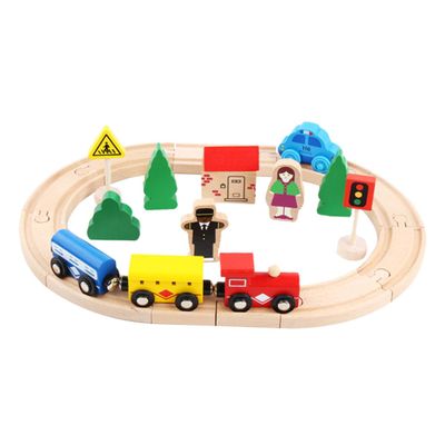 BESPORTBLE Beech Wood Puzzle Train Set Educational Rail Car for Boys and Montessori-Inspired Changeable Tracks for Learning and Interaction