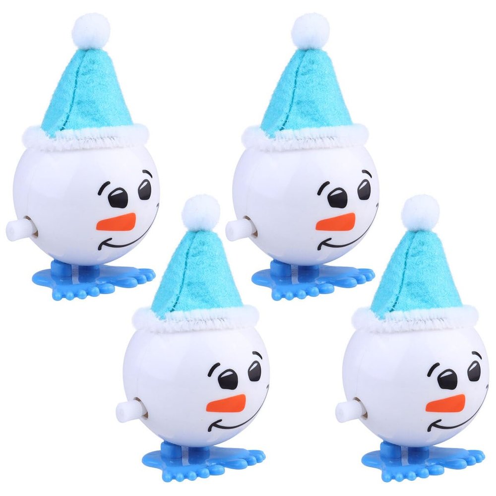 FELTECHELECTR 4pcs Christmas Wind-up Snowman for Blue Clockwork Playthings Safe Party Favors Cute Moving for Boys