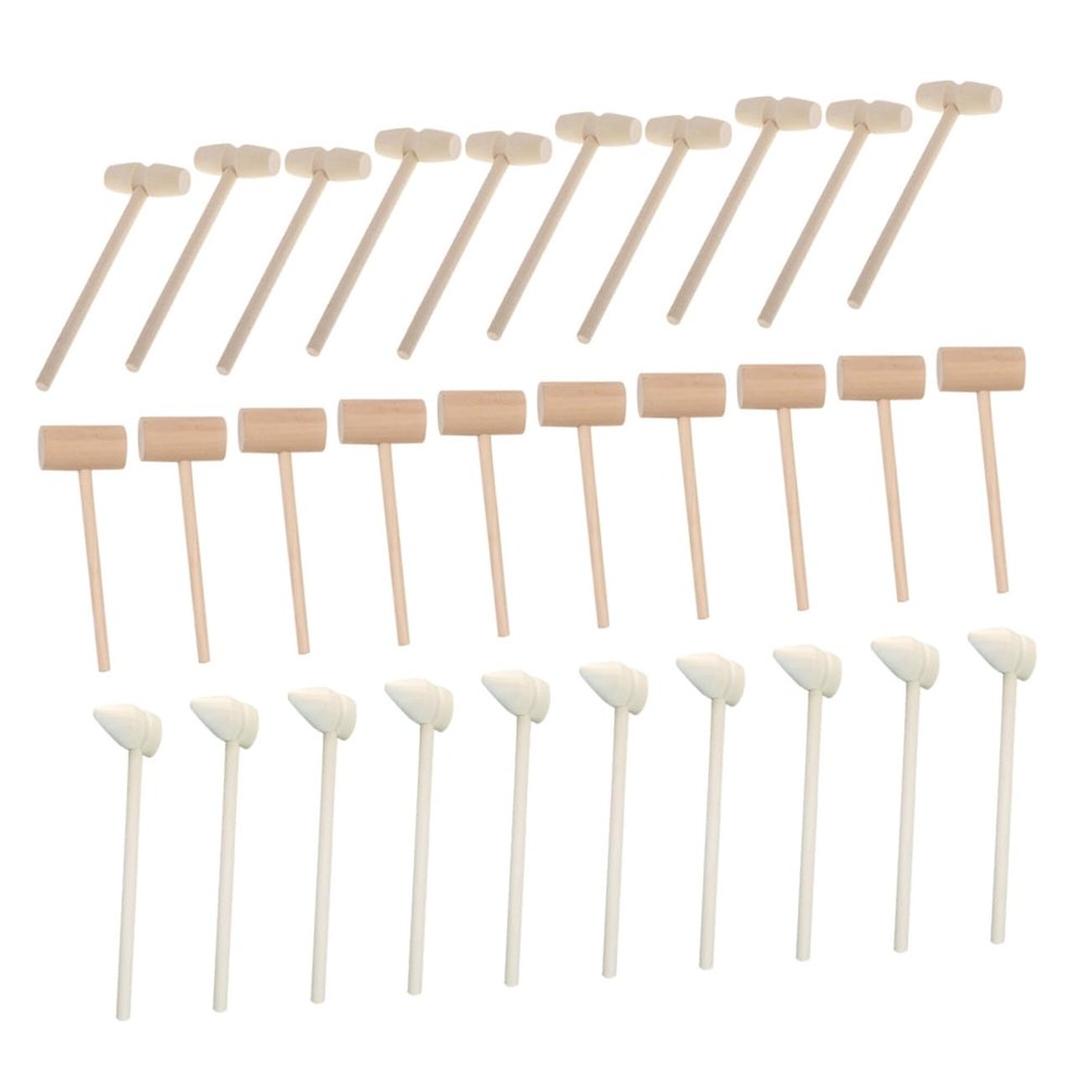 BESPORTBLE 30PCS Mini Wooden Hammer for Natural Smooth Surface Mallets Lightweight and Pounding for Safe Polished Wood Beating Tools for Boys
