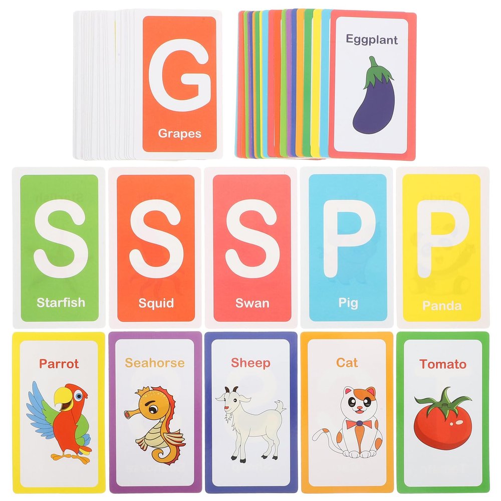 Abaodam Learning Flash Cards Alphabet Cognition Educational for Safe Paper Cards for Home School Travel