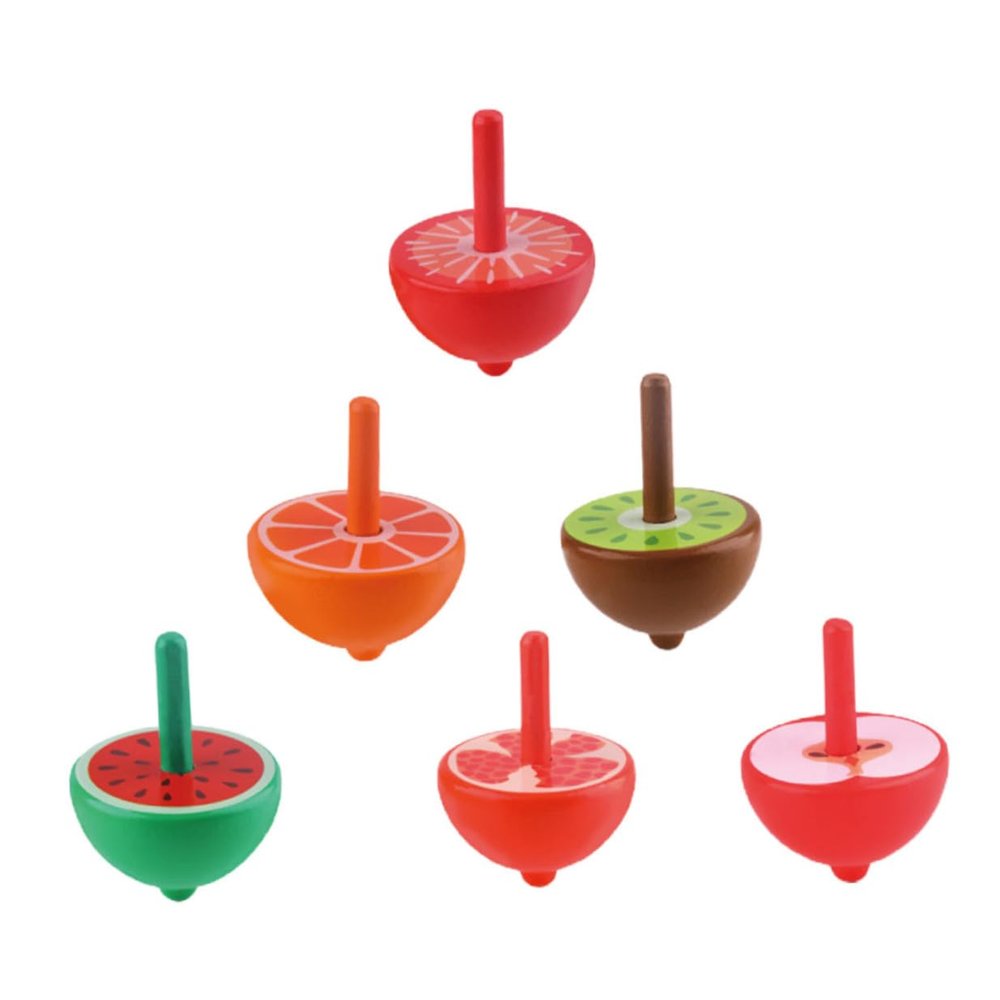 Abaodam 6pcs Wooden Gyro for Creative Spinning Tops Playthings Gyro for Boys and Traditional Hand-Spun Tops
