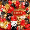 104pcs Casino Party Decorations Balloon Garland Arch Kit with 3 Giant Foil Dice Balloons & Gold Exploding Star, 18/12/10/5 Inch Red Black Gold Confetti Balloons for Las Vegas Poker Night view 1