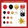 104pcs Casino Party Decorations Balloon Garland Arch Kit with 3 Giant Foil Dice Balloons & Gold Exploding Star, 18/12/10/5 Inch Red Black Gold Confetti Balloons for Las Vegas Poker Night view 2