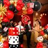 104pcs Casino Party Decorations Balloon Garland Arch Kit with 3 Giant Foil Dice Balloons & Gold Exploding Star, 18/12/10/5 Inch Red Black Gold Confetti Balloons for Las Vegas Poker Night view 3