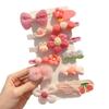 (12 Pcs) Super Cute Lovely Warm Autumn Winter Spring Theme Kid's Hairpin Flower Floral Bear Bowknot Hair Clips Hair Decoration Women Girls Salon Hairstyle Hairdressing Grip -Pink view 1