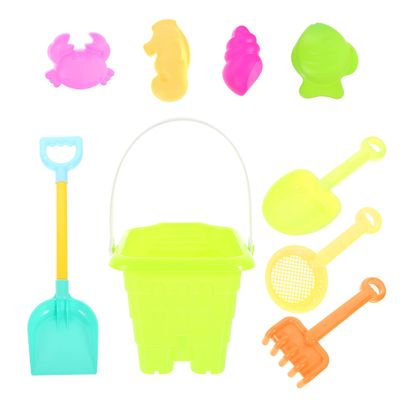 Abaodam Bright Color Sand Beach Pail Shovel Kit for Outdoor Summer Digging Water Play Large Round Castle Bucket with Ergonomic Handle Travel-Friendly Beach for Boys