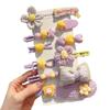 (12 Pcs) Super Cute Lovely Warm Autumn Winter Spring Theme Kid's Hairpin Flower Floral Bear Bowknot Hair Clips Hair Decoration Women Girls Salon Hairstyle Hairdressing Grip -Purple view 1