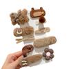 (10 Pcs) Super Cute Lovely Warm Autumn Winter Spring Theme Kid's Hairpin Flower Floral Bear Bowknot Hair Clips Hair Decoration Women Girls Salon Hairstyle Hairdressing Grip -Brown 2 view 1