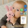 JUSTQUNSEEN Baby Rattle Teether Bunny Pink Crochet Rabbit Toy for Baby Girl Handmade Knitted Easy Grip Wood Handle for Gum Relief Woodland Animal Plush Stuffed Easter Basket Shower Gift Newborn view 2