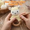 JUSTQUNSEEN Sheep Baby Rattle for Newborn Plush Rings Crochet Lamb Teether Toy Wood Handle Textured Sensory Grip Fine Motor Skills Teething Toy Cute Farm Animal Plush Stuffed Stuffer Photo Prop view 3